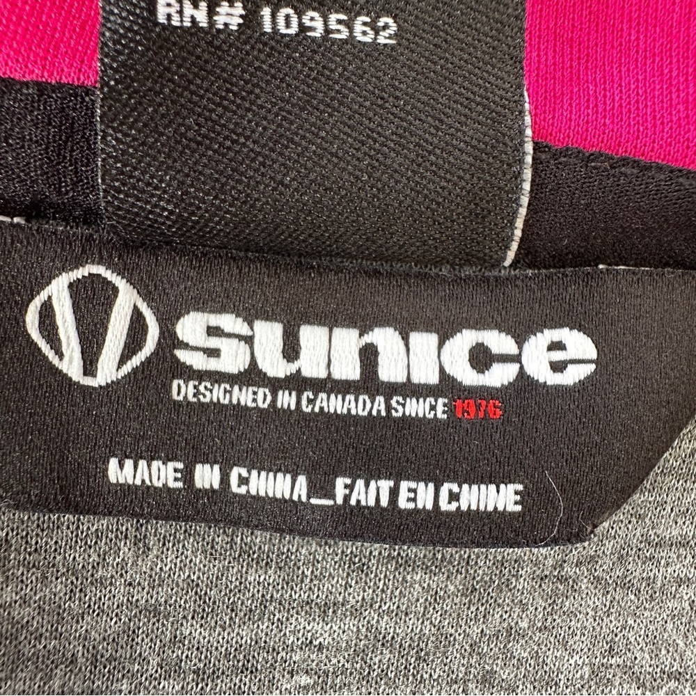 Sunice Vibrant Pink and Gray Neoprene Jacket, zip front, fitted - Picture 10 of 11